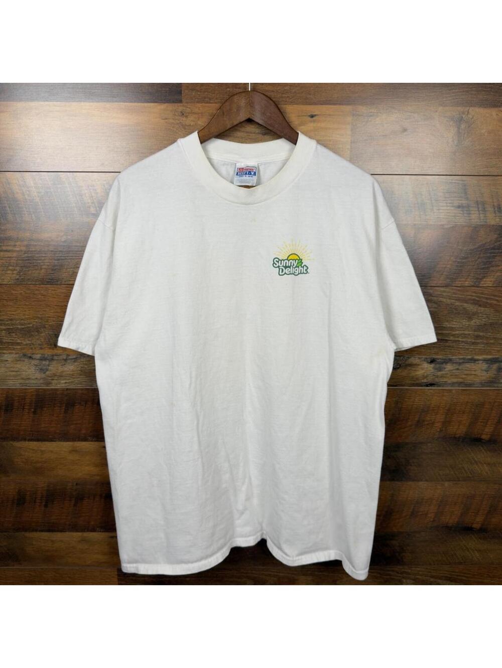 Vintage 90s Sunny Delight T Shirt Hanes Beefy XL Sun Graphic